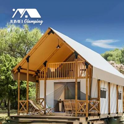 China Luxury Waterproof Wholesale Bedroom Two Floor Kitchen Bathroom Safari Tent Hotel Wood Glamping Tent Hotel Tents For Sale for sale