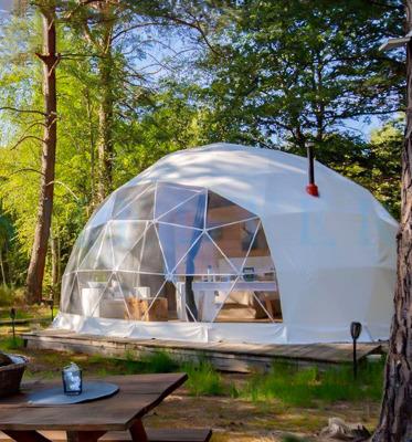 China Diagonal Tying Type Transparent Inflatable Luxury Hotel 6M Glamping Geodesic Dome Igloo Big Star 6-8 Person Camping Tent Clear Glass Dome Tent for sale