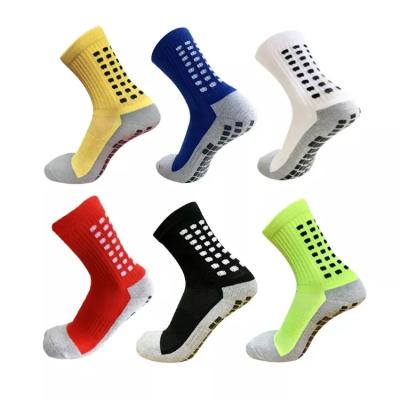 China Sets Sets Sports unisex cotton crew colorful anti slip soccer athletic custom logo football grip socks for sale