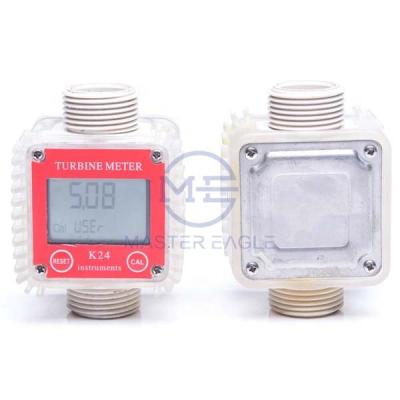 China All Chemicals Digital Oil K24 Flow Meter Fuel Adblue Low Cost LCD Display Turbine Liquid Flow Meter for sale