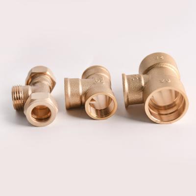 China General Economic Custom Design Good Sale Hydraulic Brass Gas Hose Tee Compression Fittings for sale