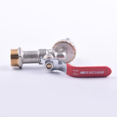 China Best Price Long Iron Handle General Hot Red Brass Ball 1/2 Inch Male Washing Machine Brass Faucet for sale