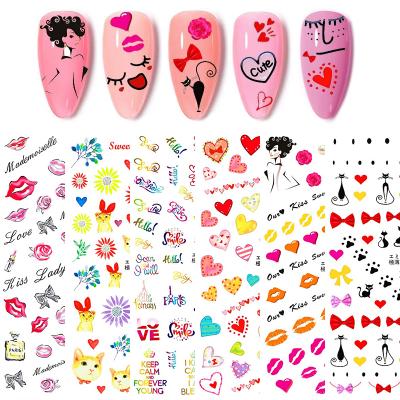 China Missbloom Hot Sale Rose Finger Nail Art Flowers Love Heart Valentine 3D Nail Art Sticker 2022 Nail Decals Supplies for sale