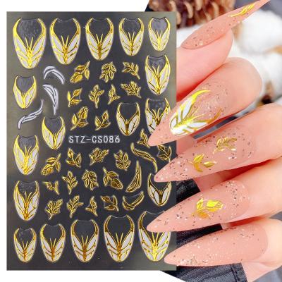 China Missbloom 3D Finger Nail Art Butterfly Nail Stickers Strips Line Art Custom Nail Decals Rose Gold Flower Snowflake Decor for sale