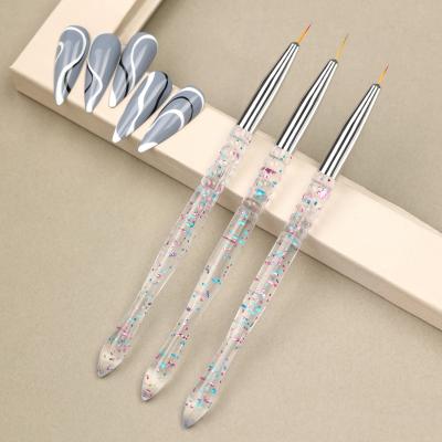 China Nail Art Missbloom 3Pcs Finger Nail Art Liner Brush Acrylic Crystal Handle Painting Painting Line Pen Diy Nail Manicure for sale