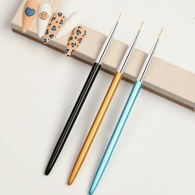 China Nylon Drawing Painting Pen Grid Kit Art Liner Brush Professional Line Metal Nail Art Missbloom 3Pcs 3Color Finger Nail for sale