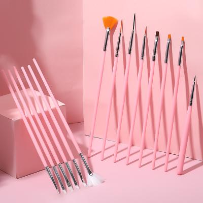 China Missbloom 15Pcs/Set Nail Art Line Painting Drawing Pen Acrylic Handle Finger Nail Cleaner Carving Nail Brush for sale