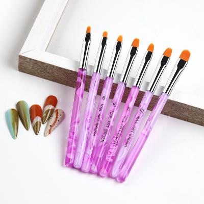 China Missbloom 7Pcs Finger Nail Art Brushes Manicure Painting Drawing Nail Art Brushes Tool Purple Acrylic Nail Polish Pen for sale