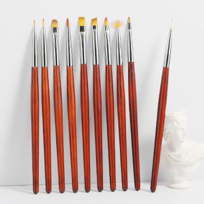 China Wooden Nail Art Brushes Uv Gel Polish Art Missbloom High Quality Red Finger Nail Painting Pen Manicure Drawing Tool for sale