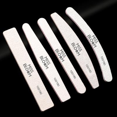 China OEM 100/180 Grit False Nail Sanding Strip Finger Nail Art Missbloom Double Sided File Manicure Polish Tool Kit for sale