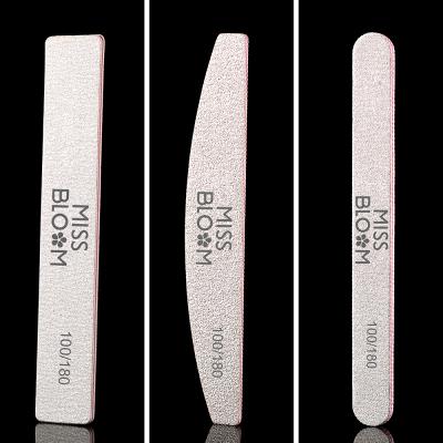 China Finger Nail Art Missbloom 10Pcs Nail File 100/180 Double Sided Grit Custom Printed Logo Manicure Tool OEM Professional for sale