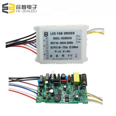 China Low cost 24-36w output 48-72v 300ma 500ma remote control dimmable led driver for celling fan light for sale