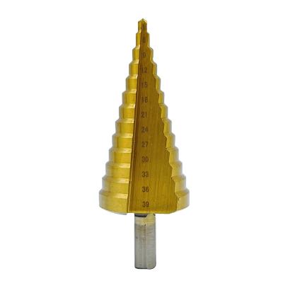 China Original Metal Titanium Step Drill Bit 4-39mm HSS Power Tools HSS Wood Metal DIY Drilling Core Type for sale