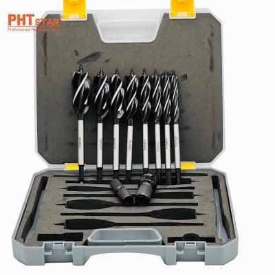 China Fast Speed ​​Drilling 1/4 Inch Hex Shank Drill Bits Plastic Case Woodworking Tool Hole Saw Set for sale