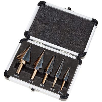 China 5pcs Titanium Metal Step Drill Bits, Hss Cobalt Multiple Hole Saw Sizes (1/8