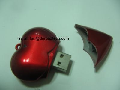 China Free Plastic Heart Shaped USB Flash Drives, 100% Original New Memory Chip Guaranteed for sale