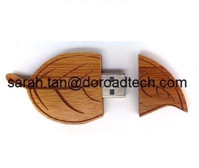 China New Hot Sale Wooden Leaf Shaped USB Pen Drives, Cute Leaf USB Flash Drives for sale