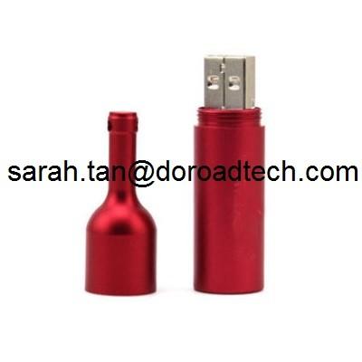 China Original High Quality Real Capacity Red Wine Metal Bottle USB Flash Drives for sale