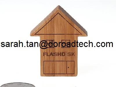 China Wooden Creative Gift Customized House Shaped USB Flash Drive U Disk USB2.0 Flash Drive for sale