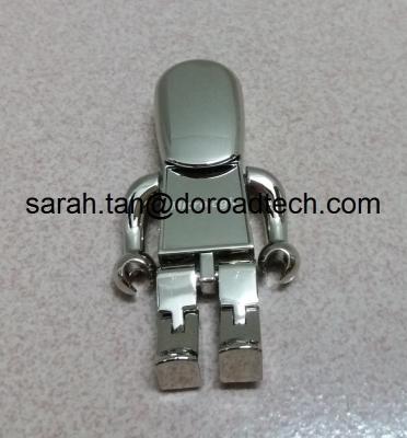 China Cute Metal Robot USB Pen Drives, Gift USB Drives with Laser Printing Logo in Gold/Silver for sale