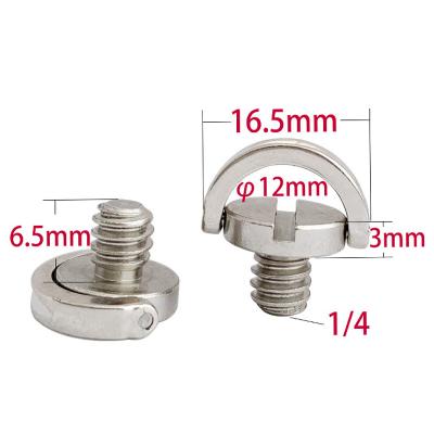 China Product 1/4 Pan Spot Camera Tripod Screw D Ring Slotted Quick Release Plate Screw Adapter Camera Screw for sale