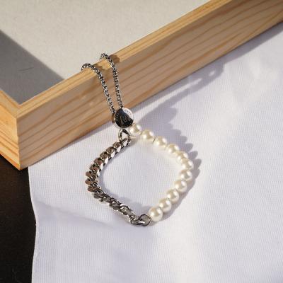 China AZL Pearl Designer Bangle Stainless Steel Environmental Friendly Freshwater Chain Bracelet for sale