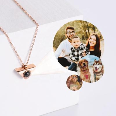 China Aizhilin's Fashionable Custom Made Rose Gold Stainless Steel Pendants Korean Jewelry Outline Projective Necklaces For Women for sale