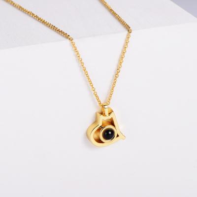 China FASHIONABLE AZL Cat Heart Cuteness Projection Pendant Necklace Animal Projection Necklace for sale