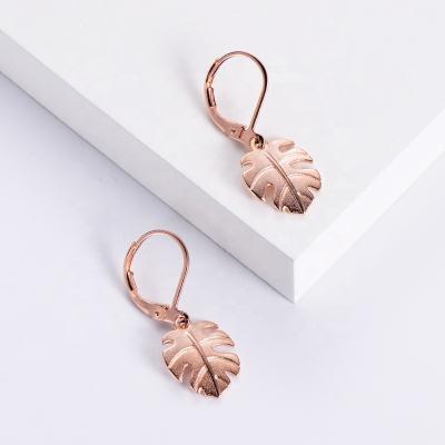 China TRENDY New Design Delicacy Rose Gold Plated Monstera Leaf Fashion Korean Brass Earring Earrings Trend Jewelry Earing Women 2020 for sale