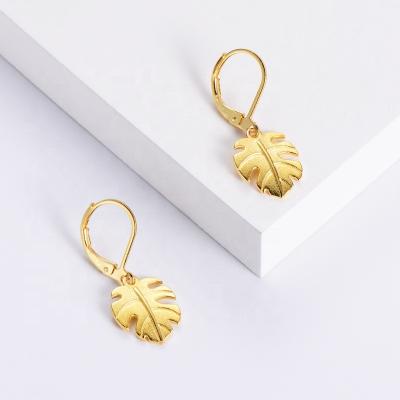 China Wholesale Popular Brands Flower Designer AZL Gold Vermeil Jewelry Brass Silver Hawaiian Leaf Jewelry Custom Monstera Deliciosa FASHIONABLE Earrings for sale