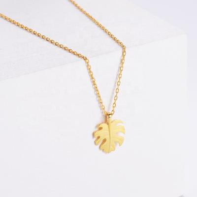 China Aizhilin Inspired Aizhilin Inspired Monstera Kolye Leaf Environmentally Friendly Tropical Plant Copper Gold Plated Jewelry Necklace Women for sale