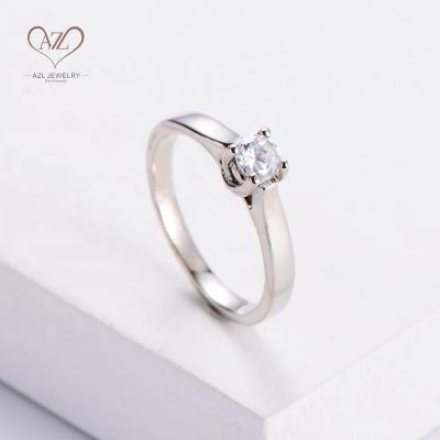 China Aizhilin Joyas Al Por Mayor Women's Brass Engagement Simple Romantic Diamond Rings Prong Setting CZ for sale