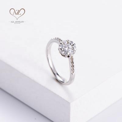 China AZL Pattern Cincin Batu Untuk Perempuan Zircon Diamond Fashion Flower Shape Brass Woman Romantic Wedding Ring for sale