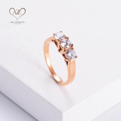 China Romantic Zircon Rose Gold Silver Brass AZL Anillo De Moda Gemstone Promise Three Wedding Rings Woman for sale