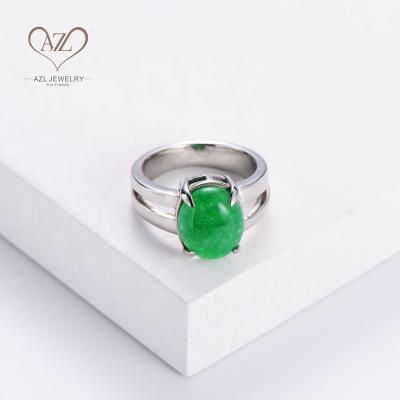 China Vintage Emerald Prong Setting Brass Fine Stone Vintage AZL Ring Jewelry Green Big Finger Ring For Men for sale