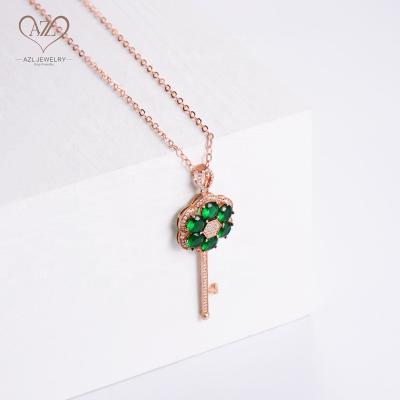 China Wholesale S925 Stone Jewelry Wholesale S925 Fancy Silver Green Flower Shape Environmentally Friendly Fancy Necklace For Women for sale