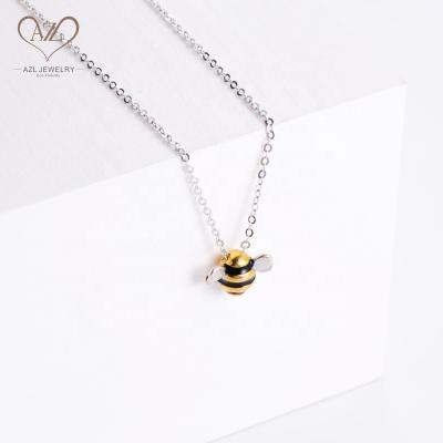 China Cute Sterling Silver Korean Necklace Animal Jewelry Brass Animal Pendant Joias Necklace Women Environmentally Friendly Bee for sale