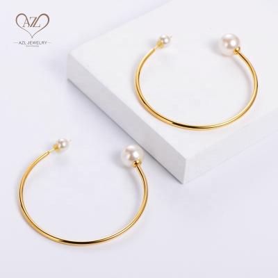 China 2021 Fashion AZL 2021 Trendy Gold Plating Chime 18K Stainless Steel Casual Circle Earrings Big For Woman for sale