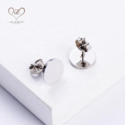 China CLASSIC Cheap Minimalist Jewelry AZL Brinco Masculino Stainless Steel Earring Round Small Earring Studs Men for sale