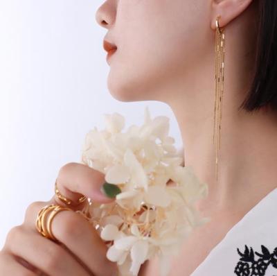 China AZL famous lady temperament INS style fashion long tassel light luxury earrings with soft titanium steel earrings for sale