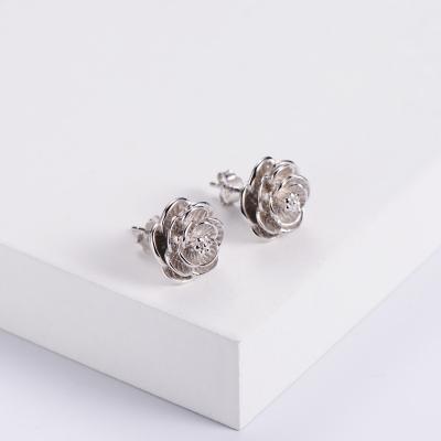 China AZL FASHIONABLE Korean Luxury White Gold Plated Sterling Silver Copper Flower Earings Jewelry Women Rose Earing for sale