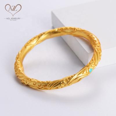 China Fancy Designer Bangles Environmental Friendly Gold Plated Heavy Copper Bangles For Kids Girls for sale