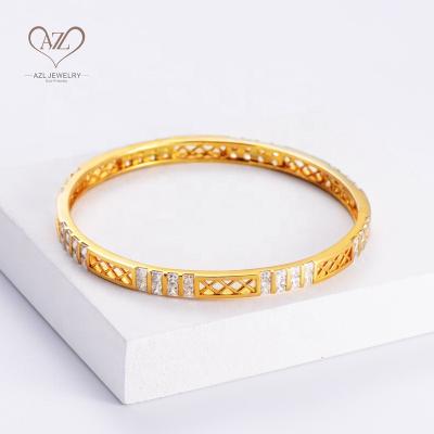 China Environmental Friendly Aizhilin Gelang Wanita Gold Plated Brass White Copper Gemstone Custom Silver Women's Bracelets Bangles for sale