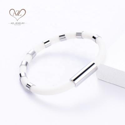 China 2020 AZL Pulseira Environmental Friendly Silicone Jewelry Sports Accessories White Magnetic Silicon Bracelets For Men for sale