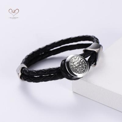 China Hiphop AZL Fashion Hiphop Black Genuine Leather Men's Jewelry Bracelets & Bangles for sale