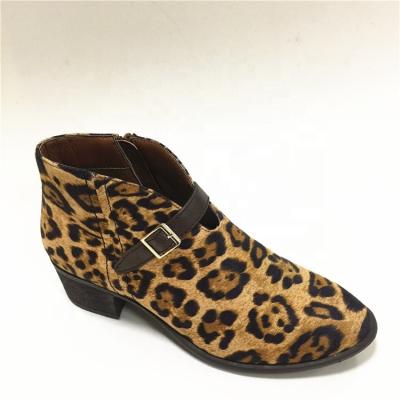 China Around 2019 Sexy Low Heel Leopard Print Women Ankle Boots Shoes for sale