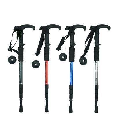 China Alpenstock Adjustable Retractable Length Canes Factory Direct Sale Aluminum Alloy Multicolor Non-slip Ultralight With Straight Handle for sale