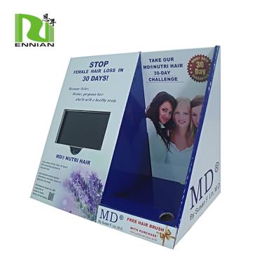 China Recycled Materials Cardboard Displays Counter With LCD VCR Paper Display Cardboard Pop Display for sale