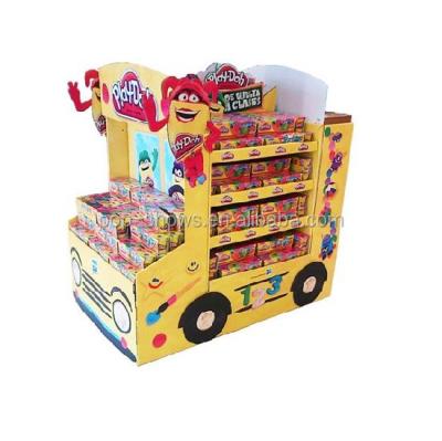 China Car 4 Tiers Shape Cardboard Floor Nut/Candy/Chocolate Paper Display Stands, 1/4 Pallet Display for sale