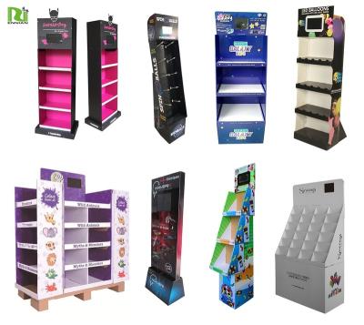 China Customized High Quality Environment Friendly Cardboard Floor Display Stands With LCD Screen For Retail for sale